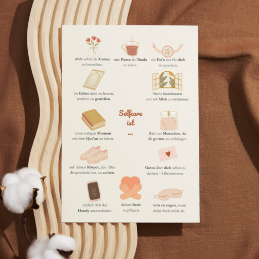 Selfcare Postkarte Muslima – islamische Selbstfürsorge